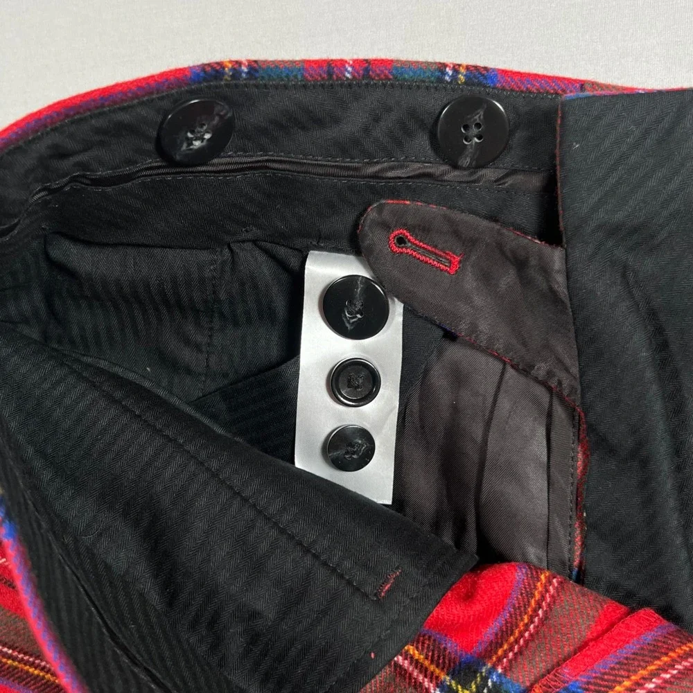 J.Crew Ludlow Slim Red Stewart Tartan Plaid Tuxedo Dress Pants Mens 32x30 AR106